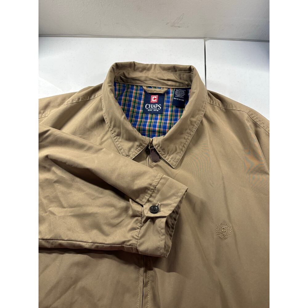 Chaps Men’s Full Zip Jacket 3XT Big & Tall Tan Plaid Lined Casual Coat